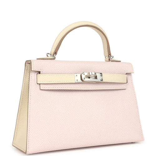 Hermes Special Order (HSS) Kelly Sellier 20 Mauve Pale and Craie Epsom Palladium Hardware