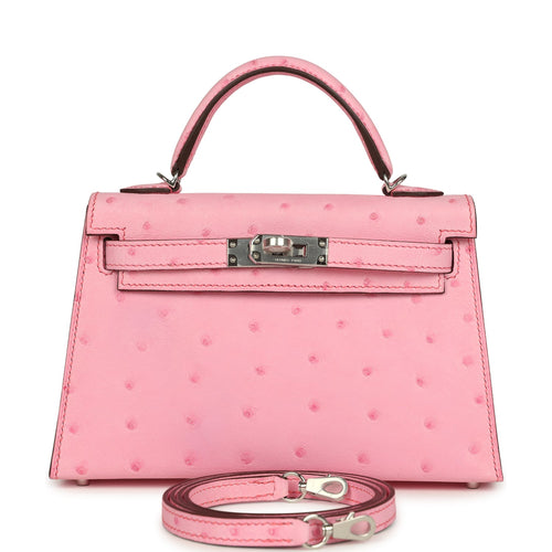 Hermes Kelly Sellier 20 Bubblegum Ostrich Palladium Hardware