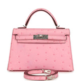 Hermes Kelly Sellier 20 Bubblegum Ostrich Palladium Hardware