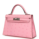 Hermes Kelly Sellier 20 Bubblegum Ostrich Palladium Hardware