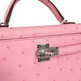 Hermes Kelly Sellier 20 Bubblegum Ostrich Palladium Hardware
