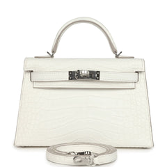 Hermes Kelly Sellier 20 Creme Chantilly Matte Alligator Palladium Hardware
