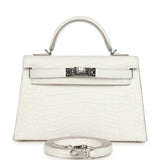 Hermes Kelly Sellier 20 Creme Chantilly Matte Alligator Palladium Hardware