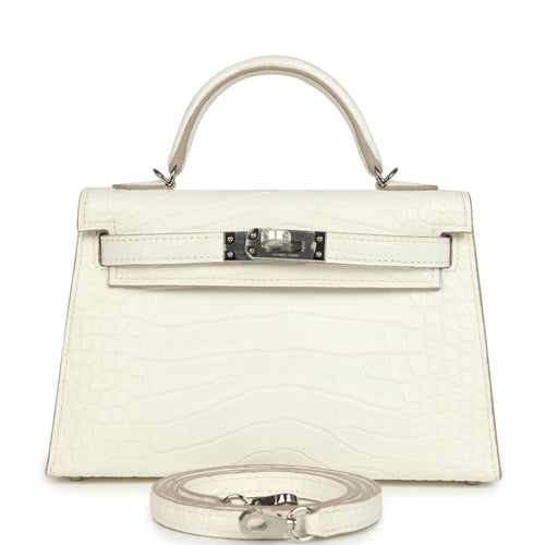 Hermes Kelly Sellier 20 Creme Chantilly Matte Alligator Palladium Hardware