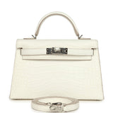 Hermes Kelly Sellier 20 Creme Chantilly Matte Alligator Palladium Hardware