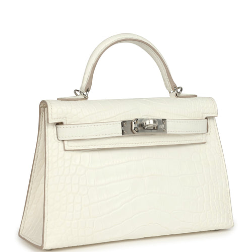 Hermes Kelly Sellier 20 Creme Chantilly Matte Alligator Palladium Hardware