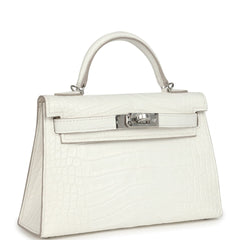 Hermes Kelly Sellier 20 Creme Chantilly Matte Alligator Palladium Hardware