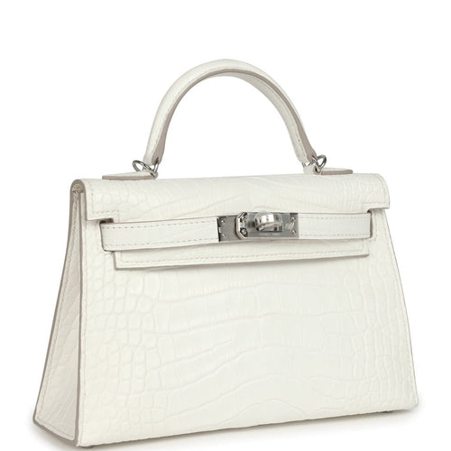 Hermes Kelly Sellier 20 Creme Chantilly Matte Alligator Palladium Hardware