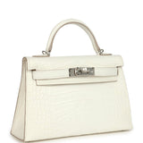 Hermes Kelly Sellier 20 Creme Chantilly Matte Alligator Palladium Hardware