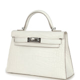 Hermes Kelly Sellier 20 Creme Chantilly Matte Alligator Palladium Hardware