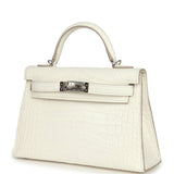 Hermes Kelly Sellier 20 Creme Chantilly Matte Alligator Palladium Hardware