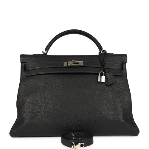 Pre-owned Hermes Kelly Retourne 40 Bleu Indigo Togo Palladium Hardware