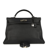 Pre-owned Hermes Kelly Retourne 40 Bleu Indigo Togo Palladium Hardware