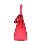 Pre-owned Hermes Kelly Sellier 28 Rose Extreme Epsom Palladium Hardware