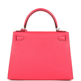 Pre-owned Hermes Kelly Sellier 28 Rose Extreme Epsom Palladium Hardware