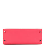 Pre-owned Hermes Kelly Sellier 28 Rose Extreme Epsom Palladium Hardware