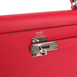 Pre-owned Hermes Kelly Sellier 28 Rose Extreme Epsom Palladium Hardware