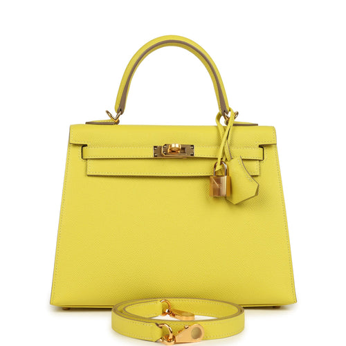 Hermes Kelly Sellier 25 Lime Epsom Gold Hardware
