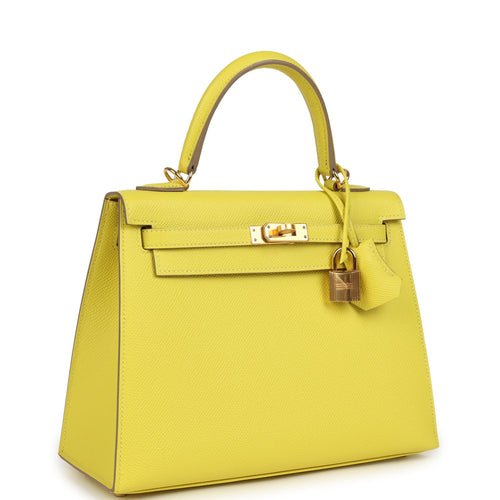 Hermes Kelly Sellier 25 Lime Epsom Gold Hardware