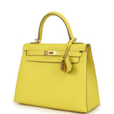 Hermes Kelly Sellier 25 Lime Epsom Gold Hardware