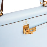 Hermes Kelly Sellier 25 Bleu Brume Epsom Gold Hardware - Thumbnail View 7