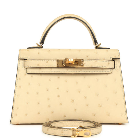 Hermes Kelly Sellier 20 Parchemin Ostrich Gold Hardware