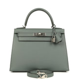 Hermes Kelly Sellier 28 Vert Amande Epsom Palladium Hardware