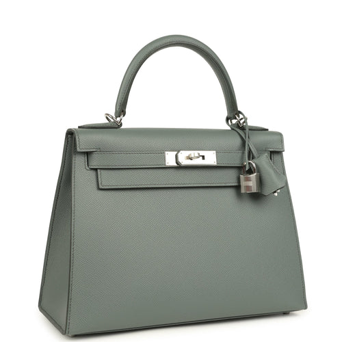 Hermes Kelly Sellier 28 Vert Amande Epsom Palladium Hardware