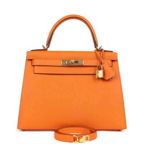 Hermes Kelly Sellier 28 Orange Epsom Gold Hardware
