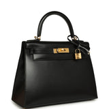 Hermes Kelly Sellier 28 Black Box Gold Hardware