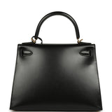 Hermes Kelly Sellier 28 Black Box Gold Hardware