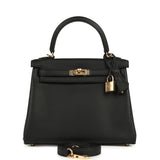 Hermes Kelly Retourne 25 Black Swift Permabrass Hardware
