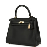 Hermes Kelly Retourne 25 Black Swift Permabrass Hardware
