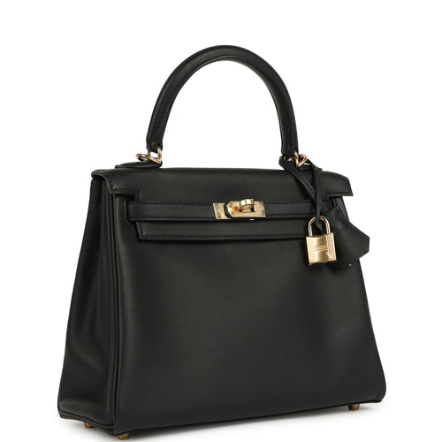 Hermes Kelly Retourne 25 Black Swift Permabrass Hardware