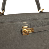 Hermes Kelly Retourne 25 Etain Togo Gold Hardware