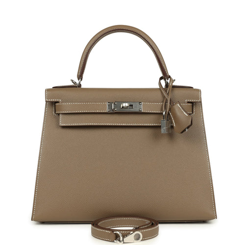 Hermes Kelly Sellier 28 Etoupe Epsom Palladium Hardware