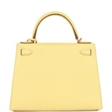 Pre-owned Hermes Kelly Sellier 28 Jaune Poussin Epsom Gold Hardware