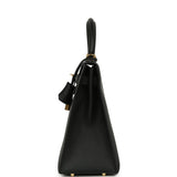 Pre-owned Hermes Kelly Sellier 32 Black Epsom Gold Hardware