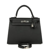 Hermes Kelly Sellier 28 Black Epsom Palladium Hardware - Thumbnail View 1