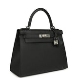 Hermes Kelly Sellier 28 Black Epsom Palladium Hardware - Thumbnail View 2