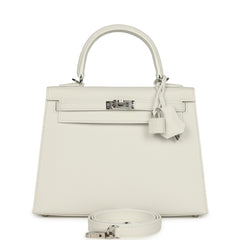 Hermes Kelly Sellier 25 New White Epsom Palladium Hardware