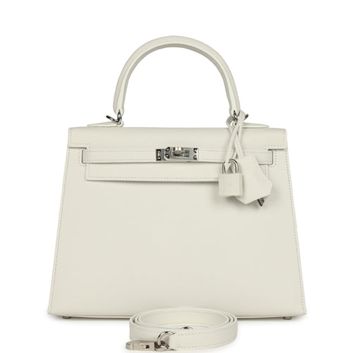 Hermes Kelly Sellier 25 New White Epsom Palladium Hardware