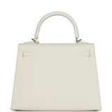 Hermes Kelly Sellier 25 New White Epsom Palladium Hardware