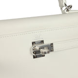 Hermes Kelly Sellier 25 New White Epsom Palladium Hardware