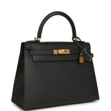 Hermes Kelly Sellier 28 Black Epsom Gold Hardware