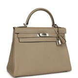 Pre-owned Hermes Kelly Retourne 32 Gris Tourterelle Togo Palladium Hardware