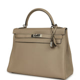 Pre-owned Hermes Kelly Retourne 32 Gris Tourterelle Togo Palladium Hardware