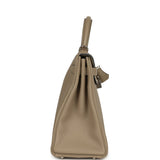 Pre-owned Hermes Kelly Retourne 32 Gris Tourterelle Togo Palladium Hardware