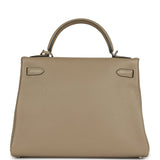Pre-owned Hermes Kelly Retourne 32 Gris Tourterelle Togo Palladium Hardware