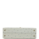 Hermes Special Order (HSS) Kelly Sellier 20 Bleu Glacier and Gris Tourterelle Ostrich Permabrass Hardware